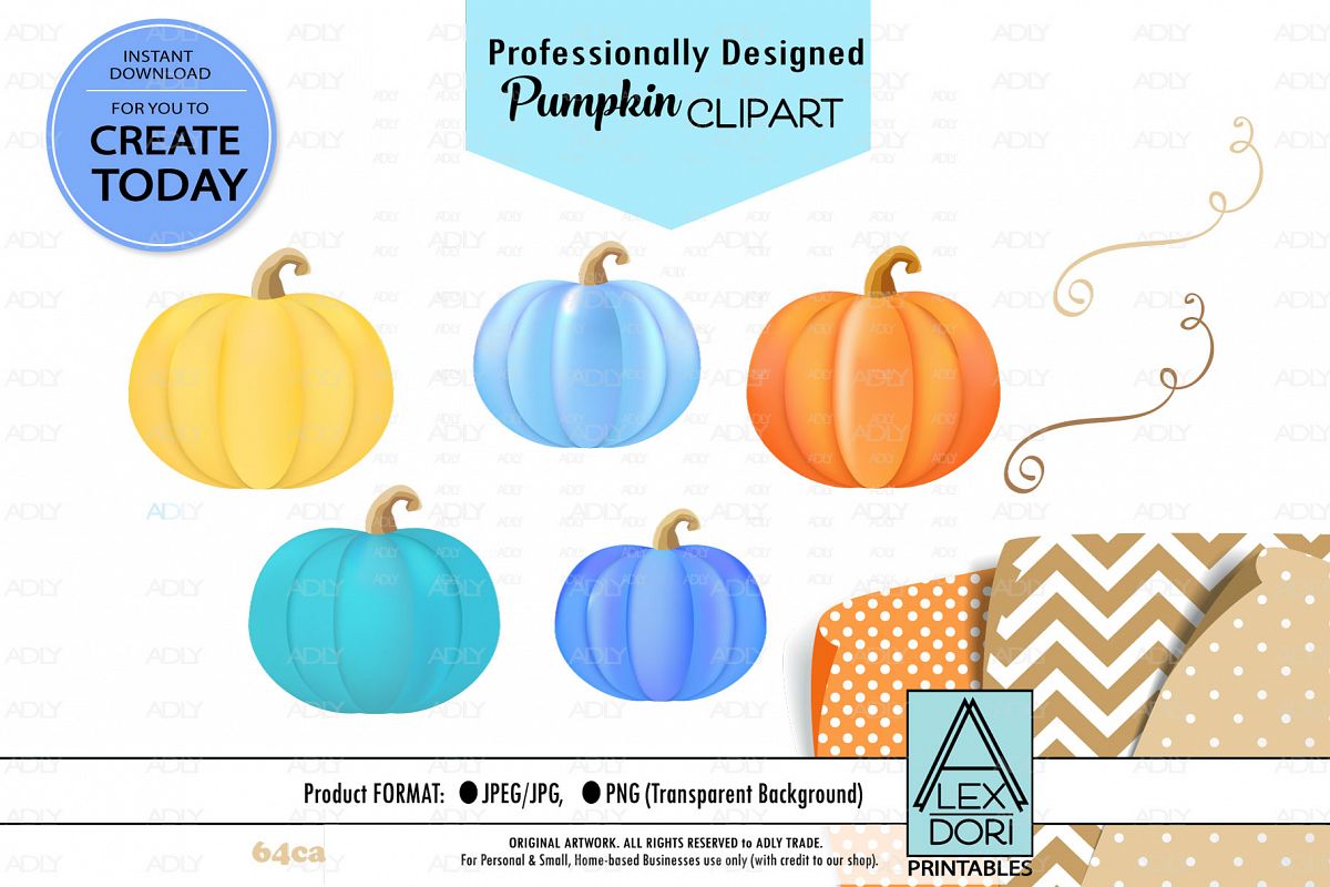Pumpkins in different colors for projects, Halloween, Autumn example image 1