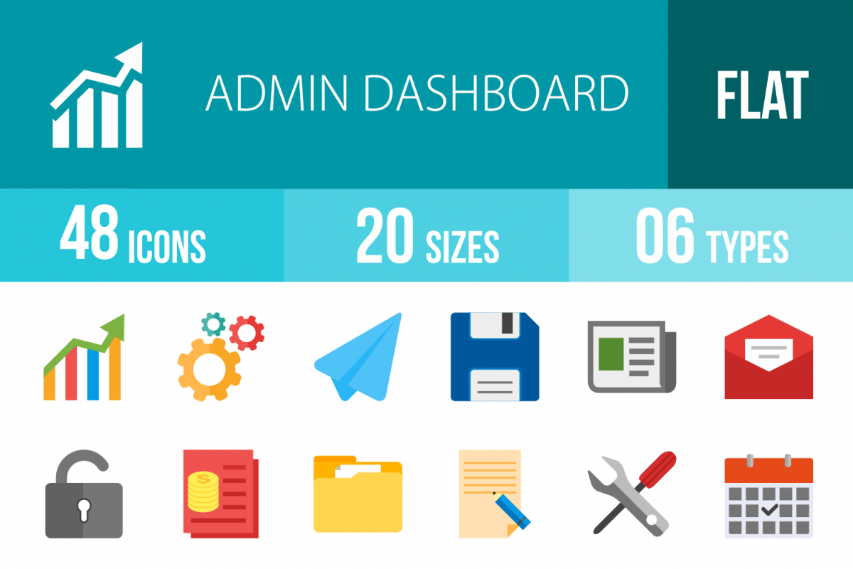 48 Admin Dashboard Flat Multicolor Icons example image 1