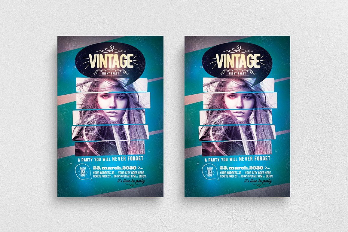Vintage Night Flyer Template example image 1