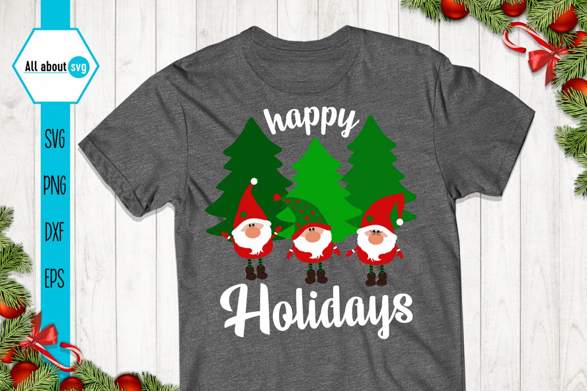 Happy Holidays Svg, Gnome Svg example image 1