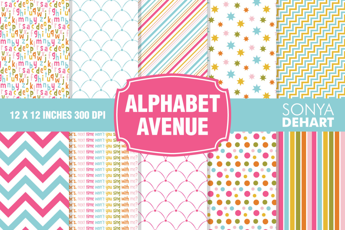 Alphabet Avenue Kids Digital Paper Pattern Pack example image 1