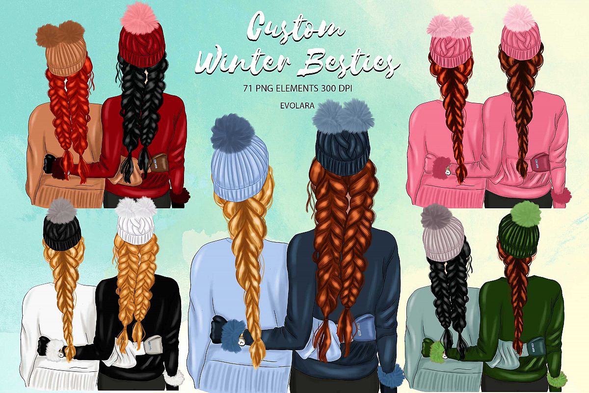 Best Friends Clipart Besties Clipart Winter Clipart example image 1