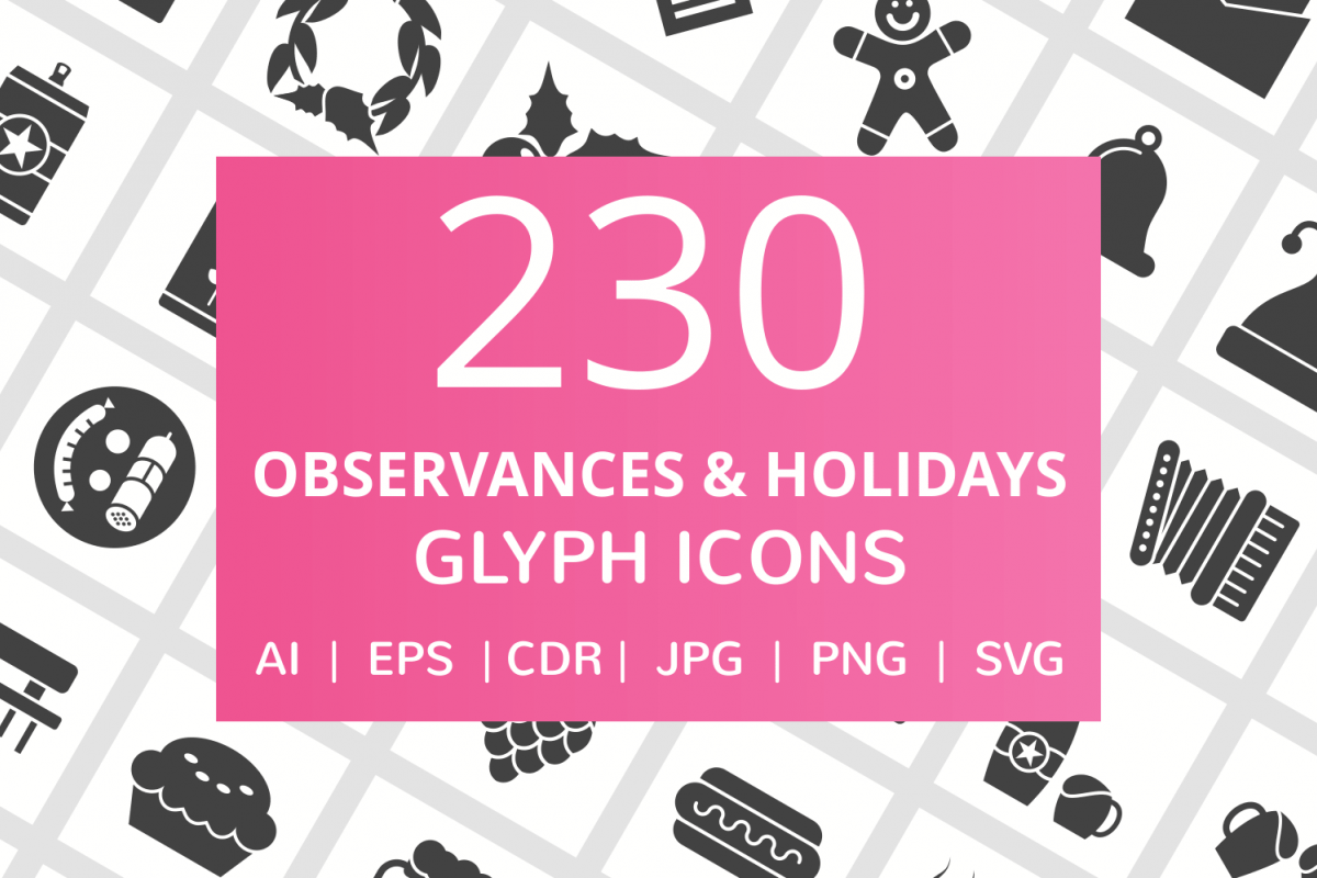 230 Observances & Holiday Glyph Icons example image 1