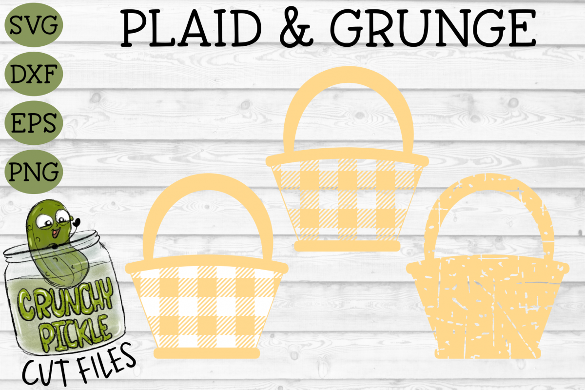 Plaid & Grunge Easter / Spring Flower Basket SVG Cut File example image 1