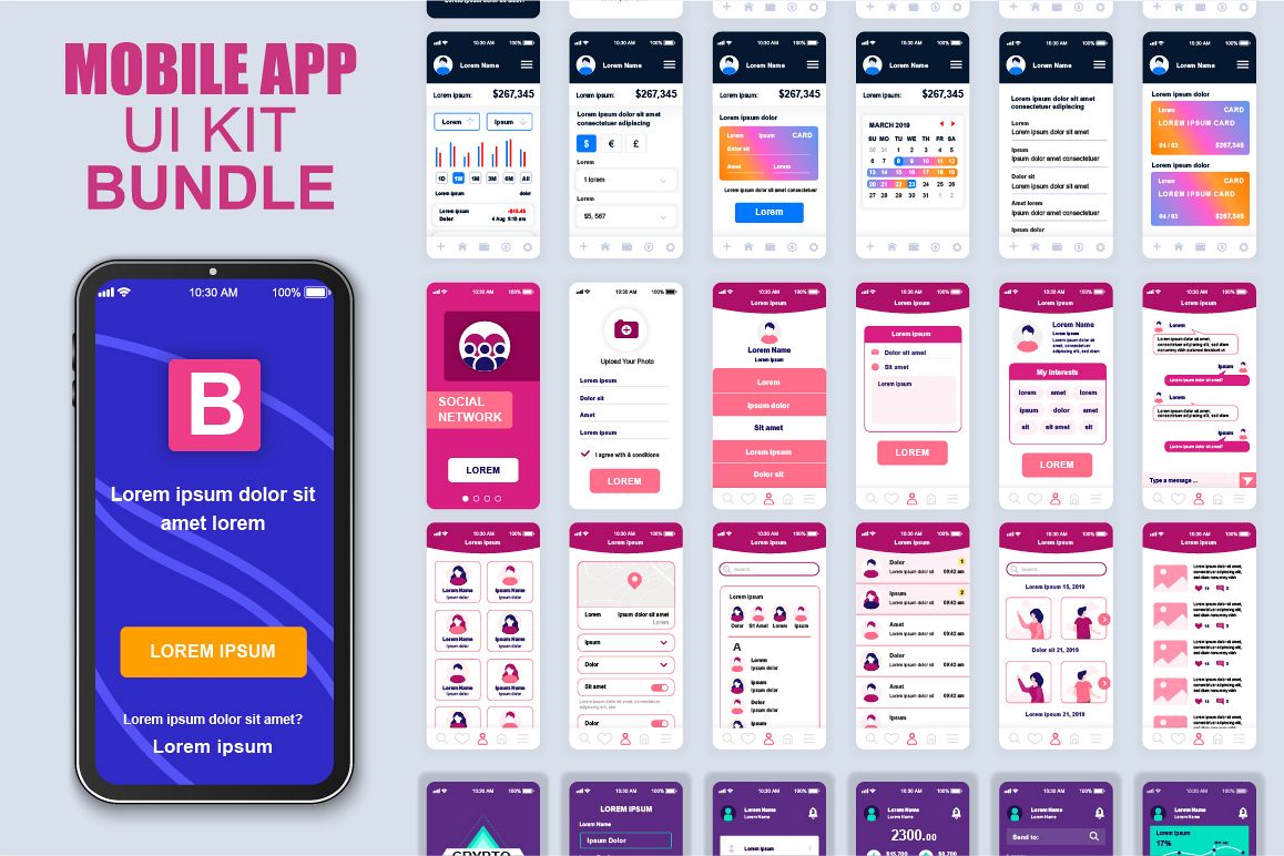 Bundle Mobile App UI Kit Screens example image 1