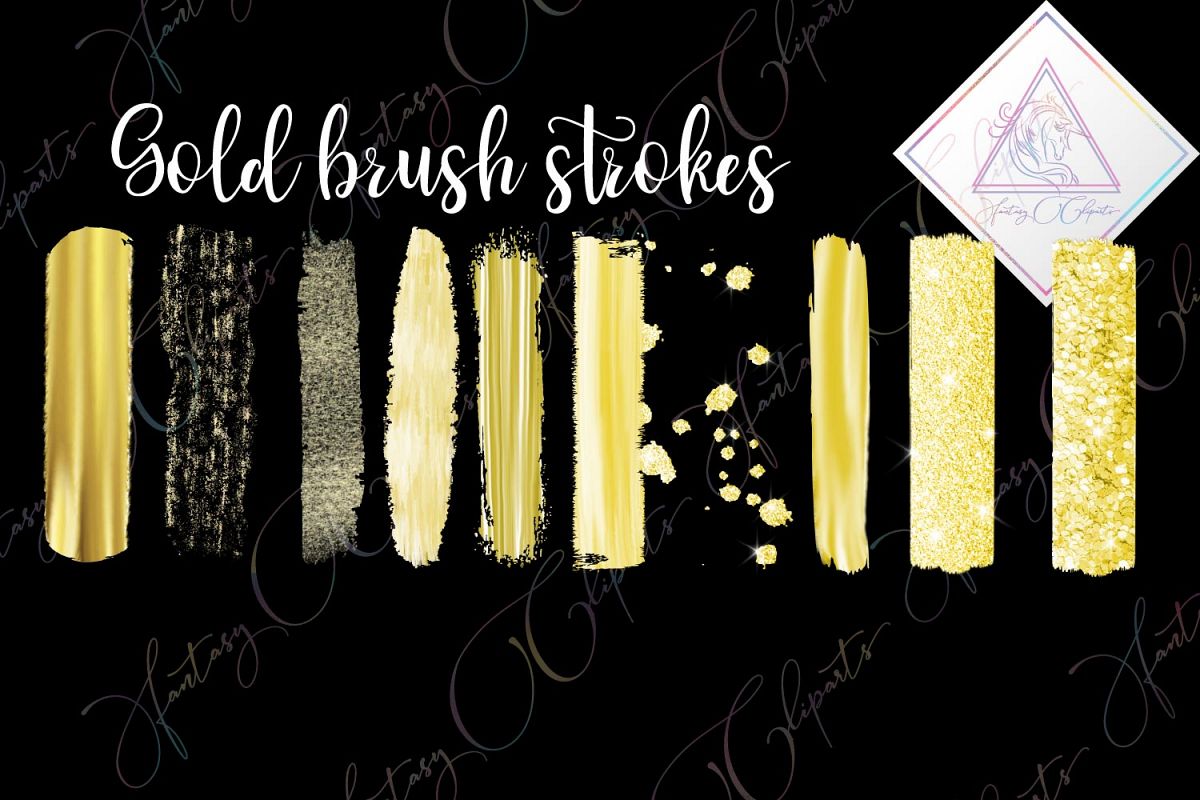 Gold Brush Strokes Clipart example image 1