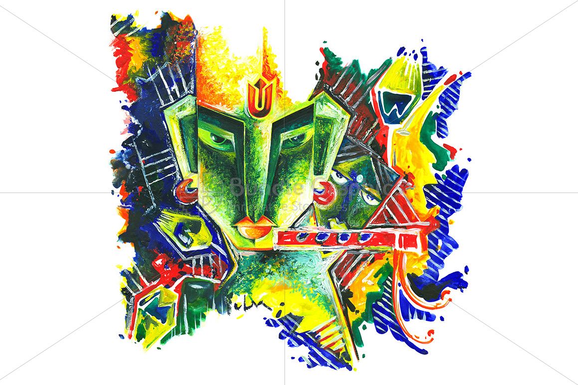Lord Krishna and Radha - Abstract Painting example image 1