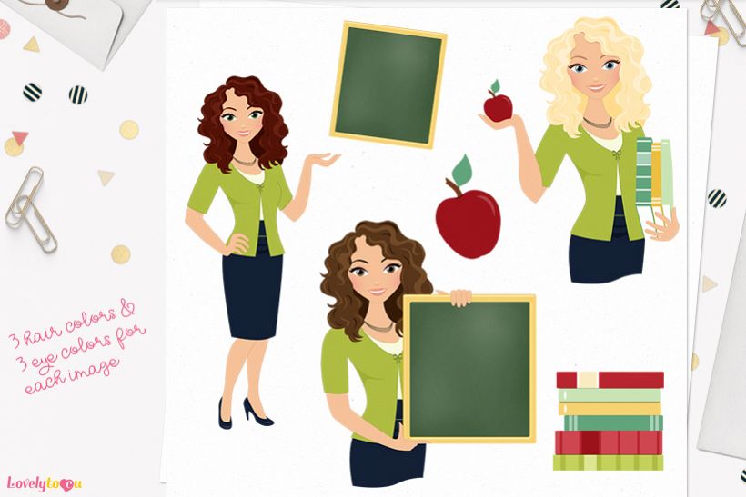 Woman teacher character clip art L073 Dixie example image 1