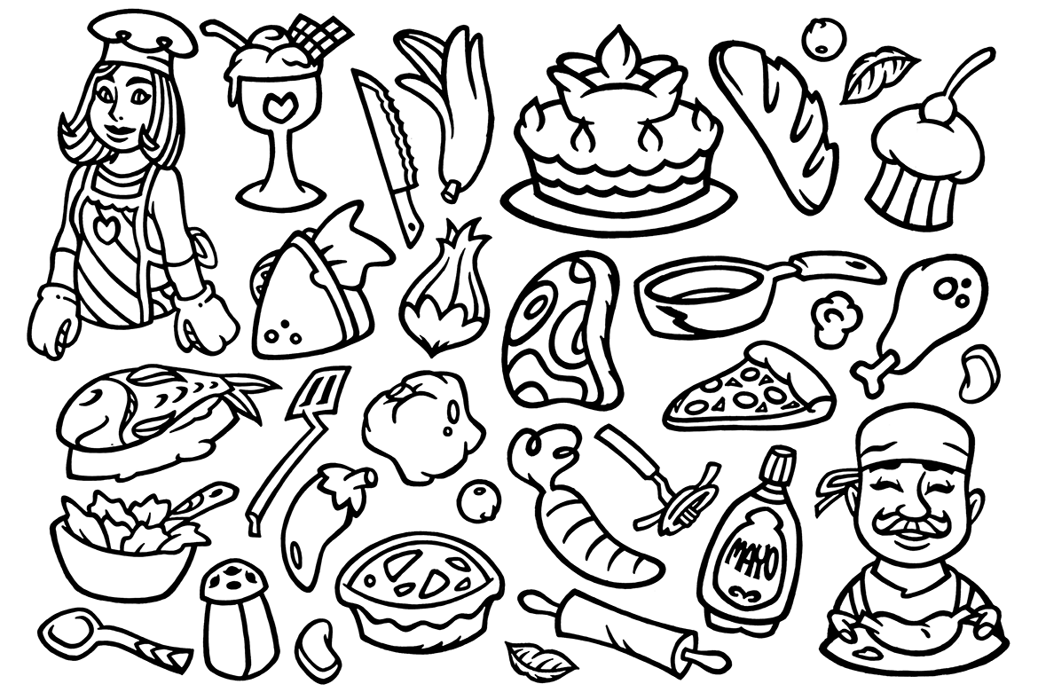 30 Cooking Doodles Clipart example image 1