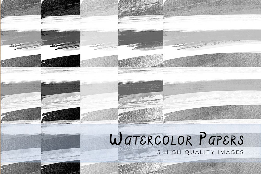 Black and White Watercolour Stripes Digital Papers, Black and White Digital Papers, Black and White Stripes, Stripes paper for invitations example image 1
