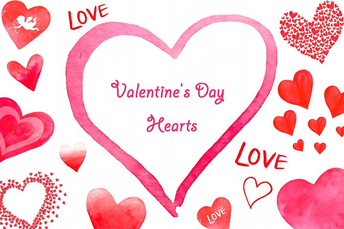 Valentine's Day set of watercolor example image 1