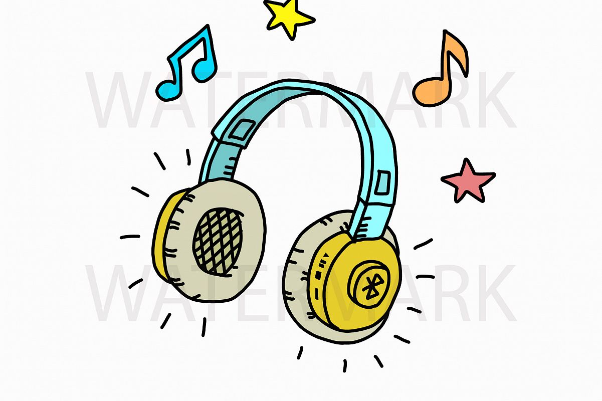 Headphone Set - SVG/JPG/PNG Hand Drawing example image 1