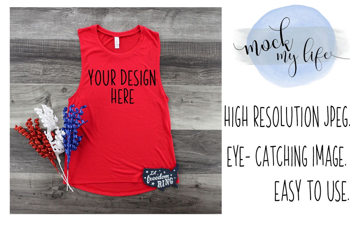 Bella Canvas Mockup / Patriotic Flat Lay / Independence Day example image 1