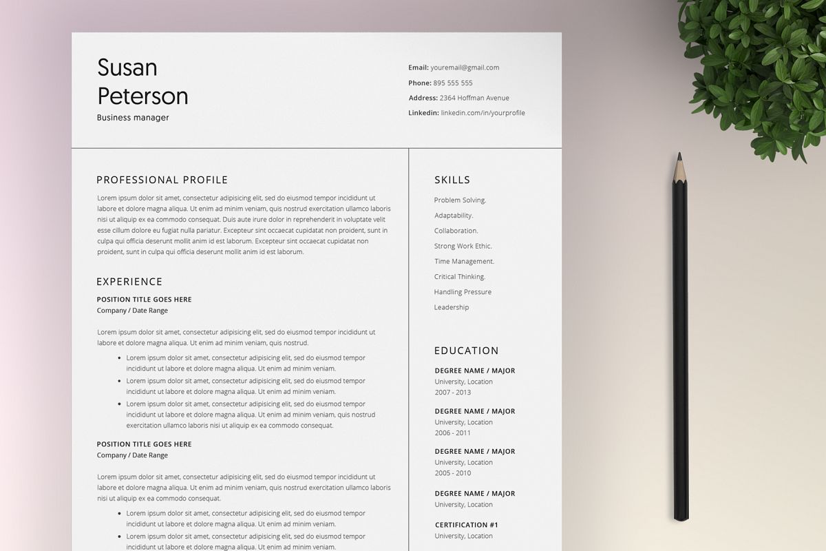 Resume Template and Cover Letter / 4 Pages example image 1