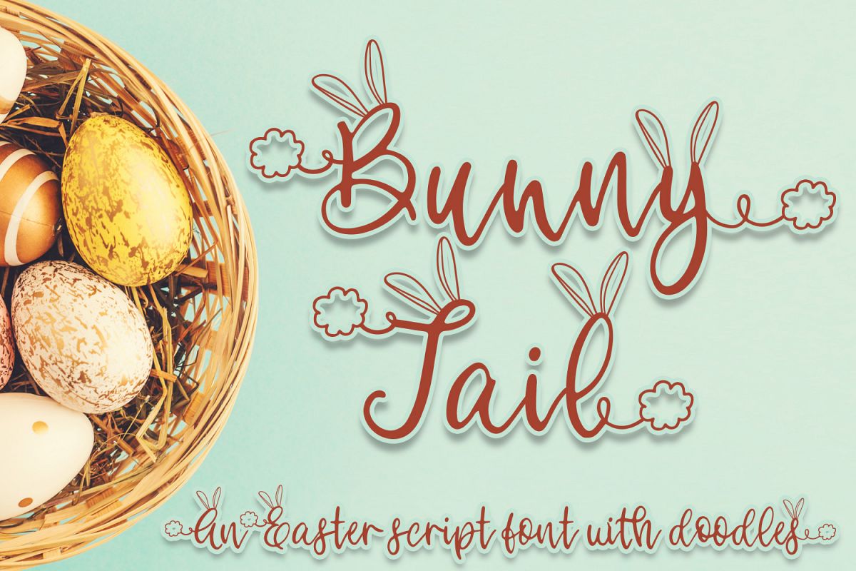 Bunny Tail - An Easter script font with doodles example image 1