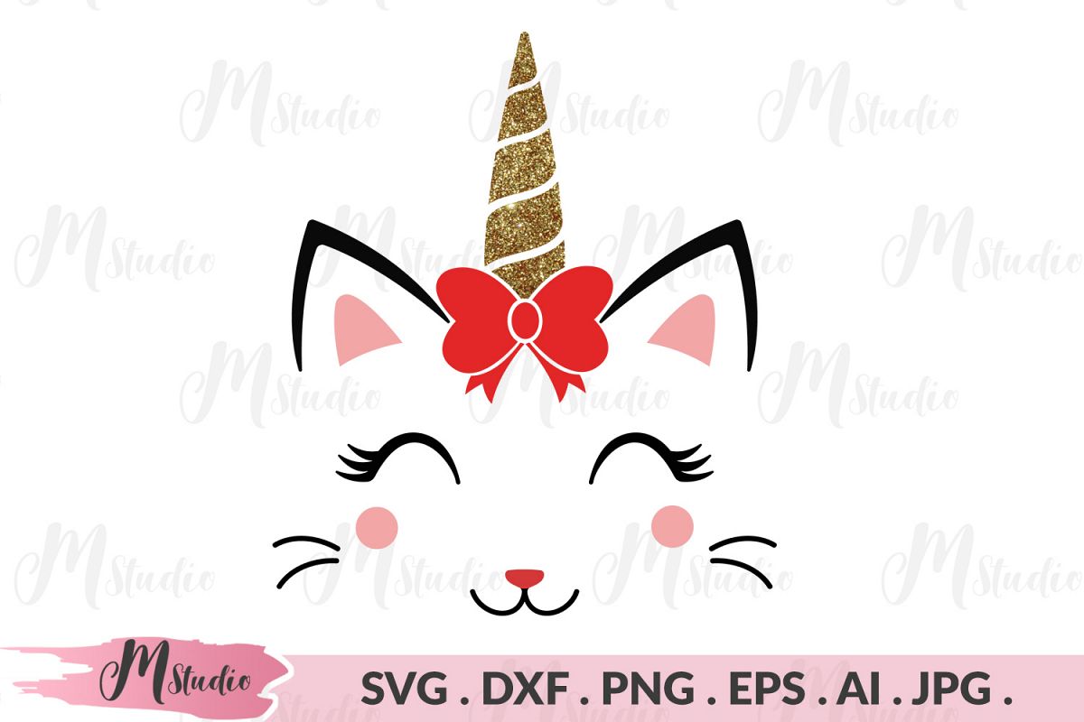 Caticorn with bow svg example image 1