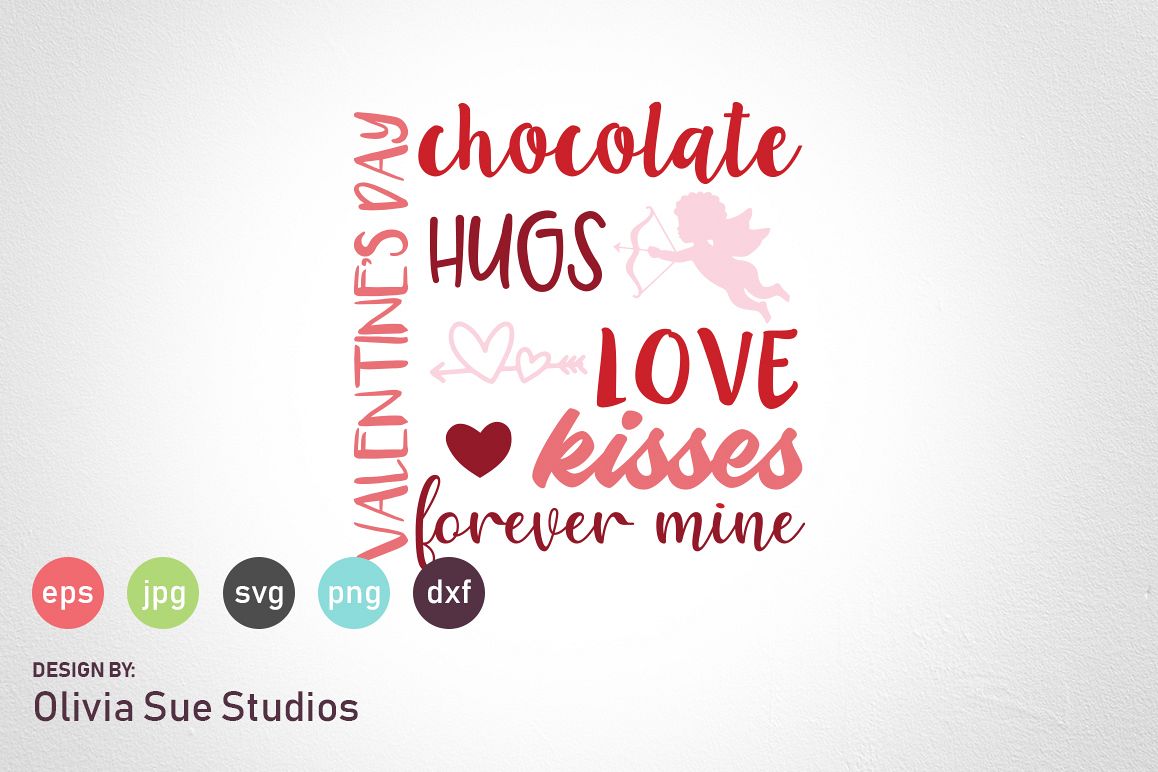 Valentines Day Word Collage SVG Cut File example image 1