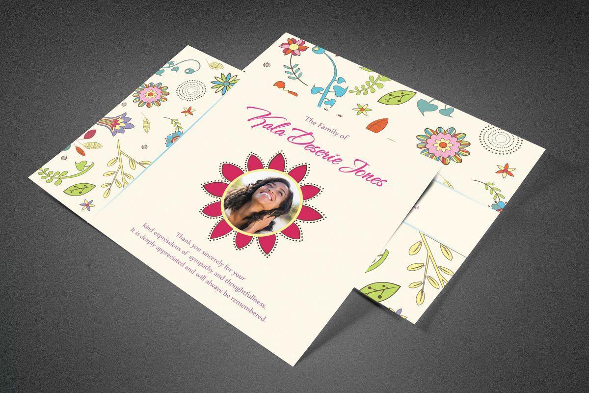 Floral Dreams Funeral Thank You Card example image 1