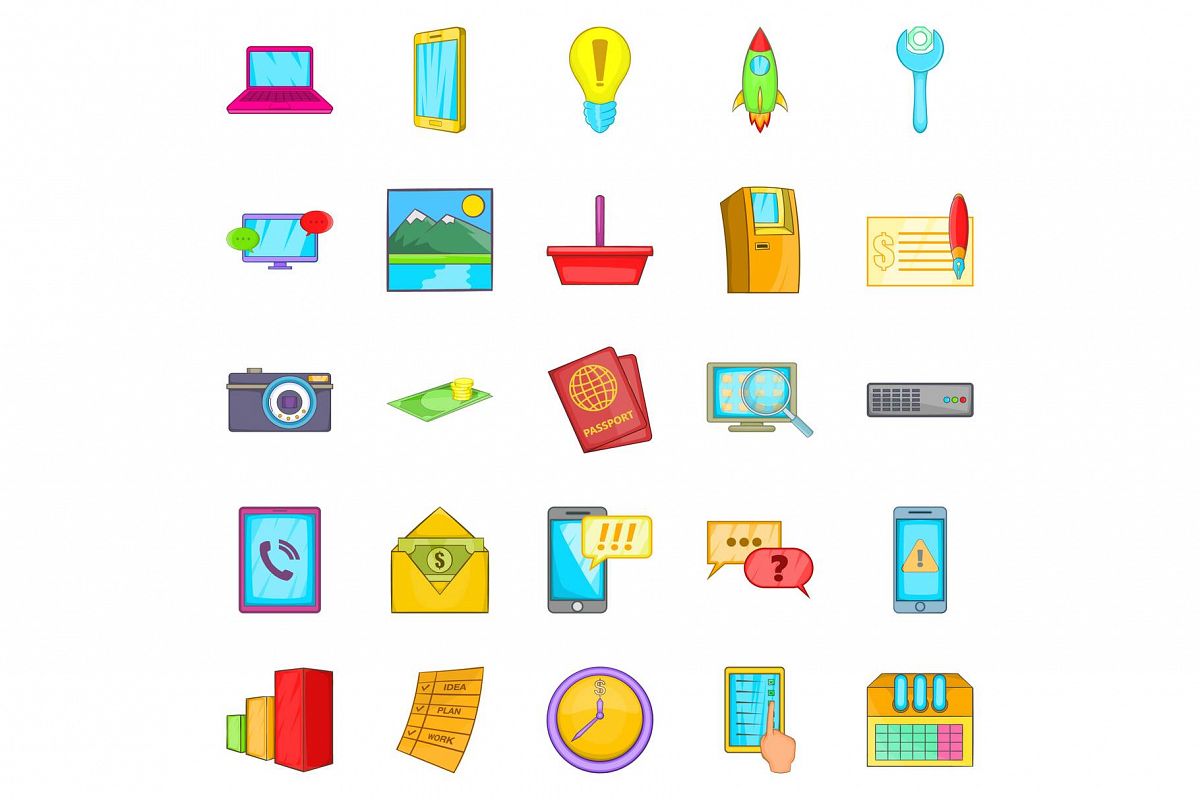Operator icons set, cartoon style example image 1