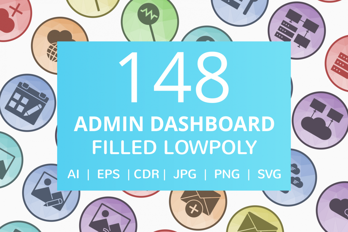 148 Admin Dashboard Filled Low Poly Icons example image 1