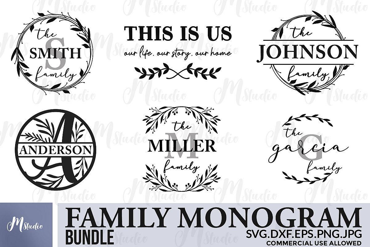 Download Family monogram bundle SVG & Free split monogram letters