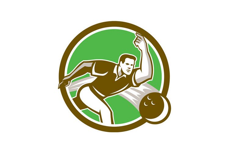 Bowler Throwing Bowling Ball Circle Retro example image 1