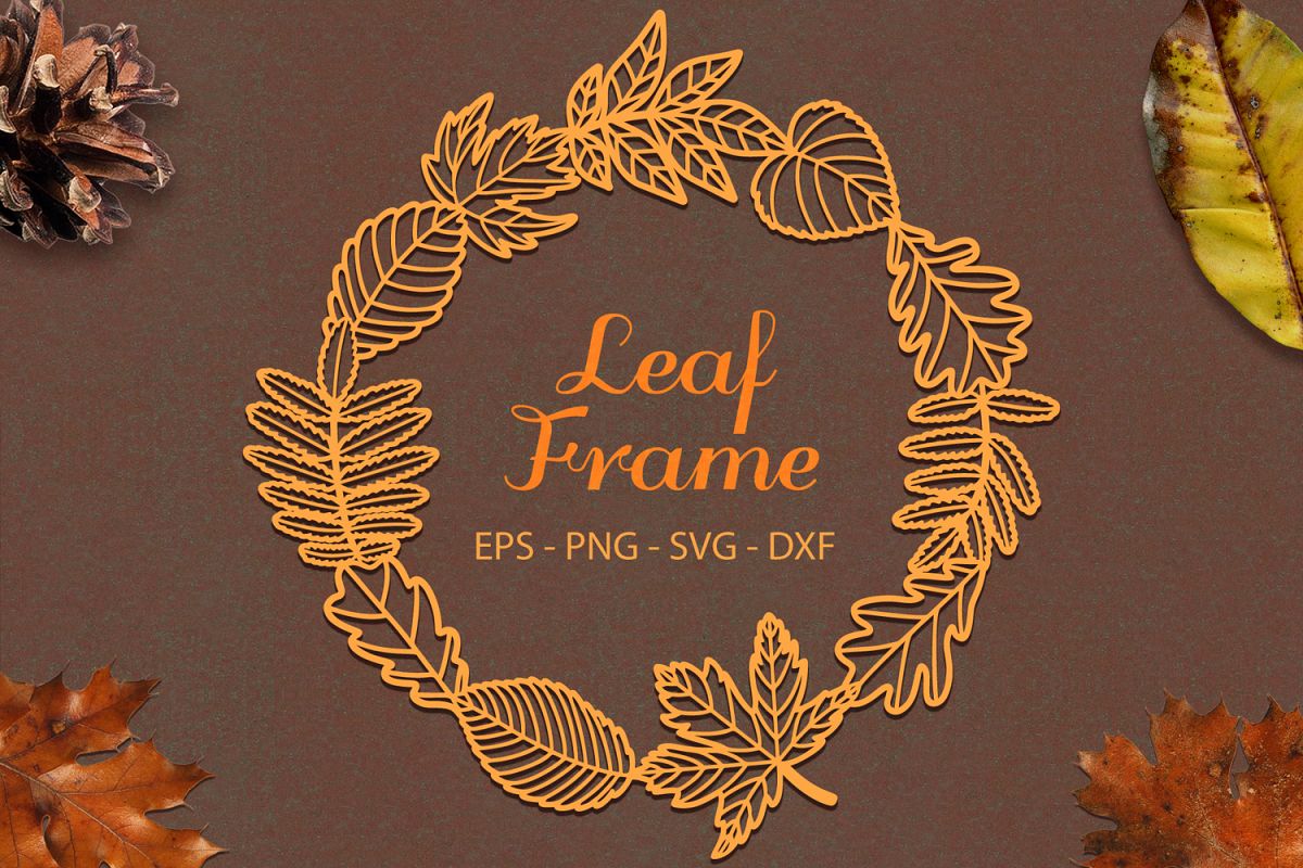Leaf Frame svg png dxf eps - Autumn Leaves Paper Cut example image 1
