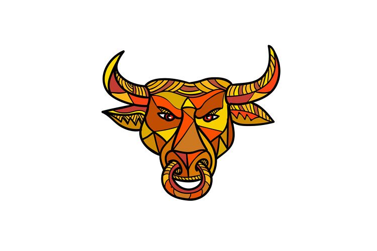 Texas Longhorn Bull Color Mosaic example image 1