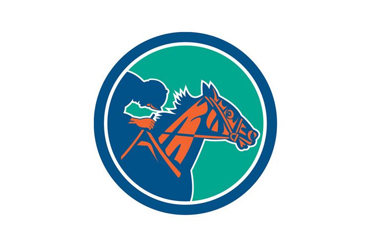Horse Jockey Racing Circle Retro example image 1