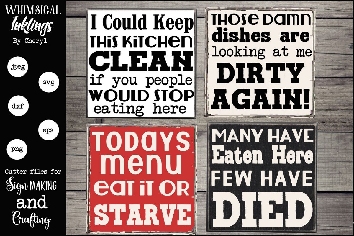 Kitchen Humor Magnet-Sign SVG Set example image 1