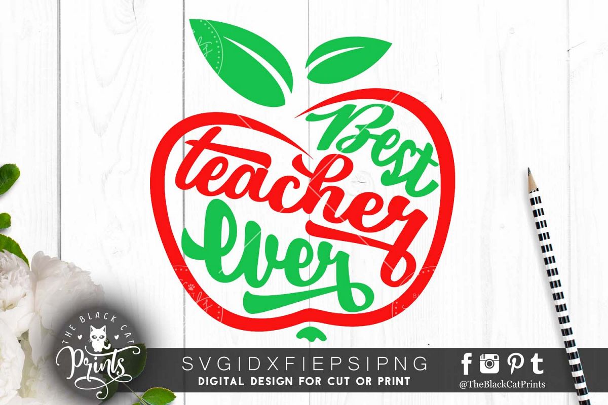 Download Best teacher ever Apple SVG PNG EPS DXF (26099) | Cut Files | Design Bundles