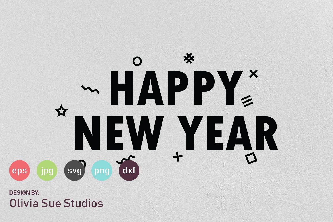 Happy New Year Confetti SVG Cut File example image 1