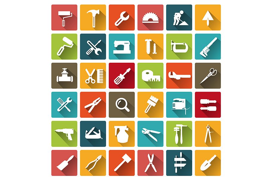 Tools flat icons example image 1