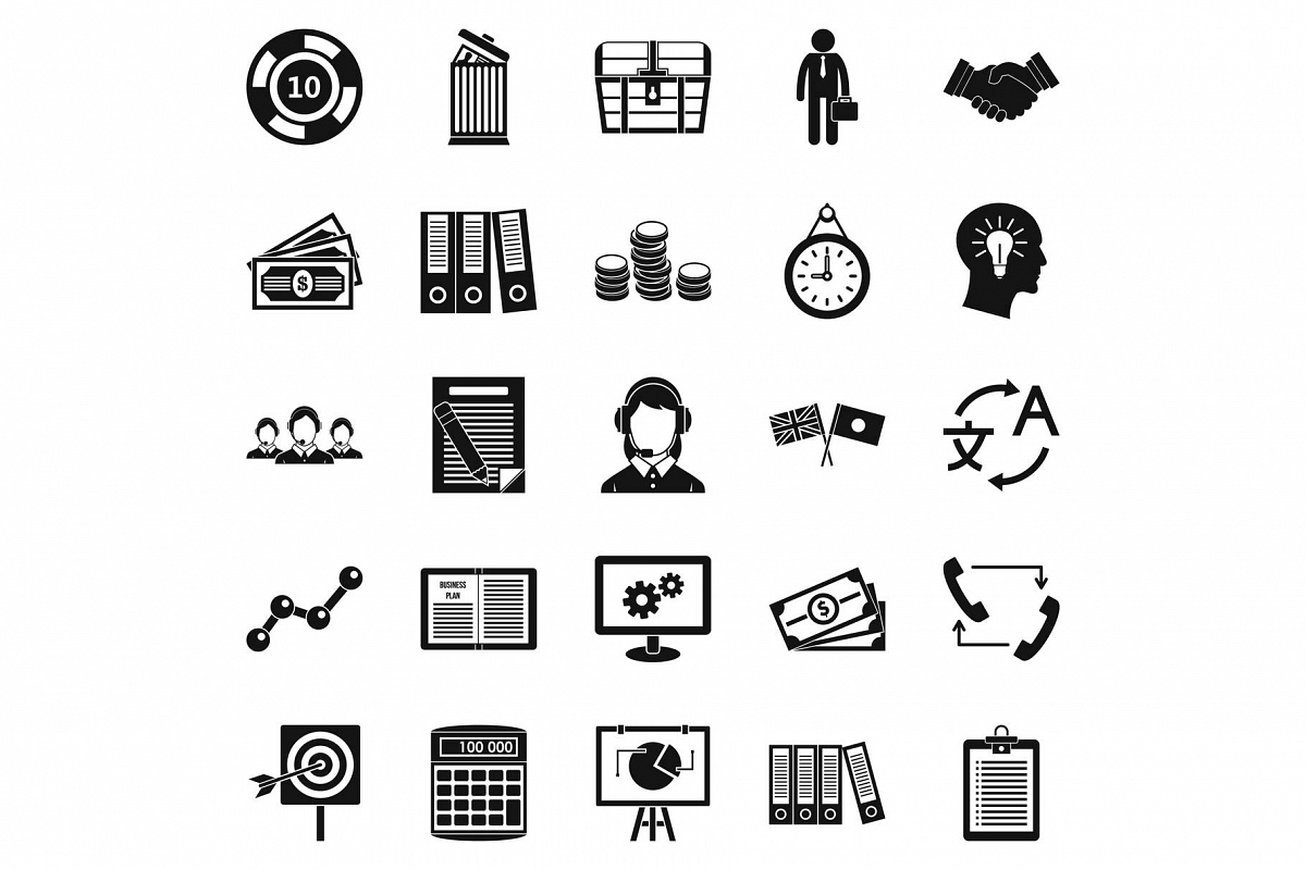 Customers of the bank icons set, simple style example image 1