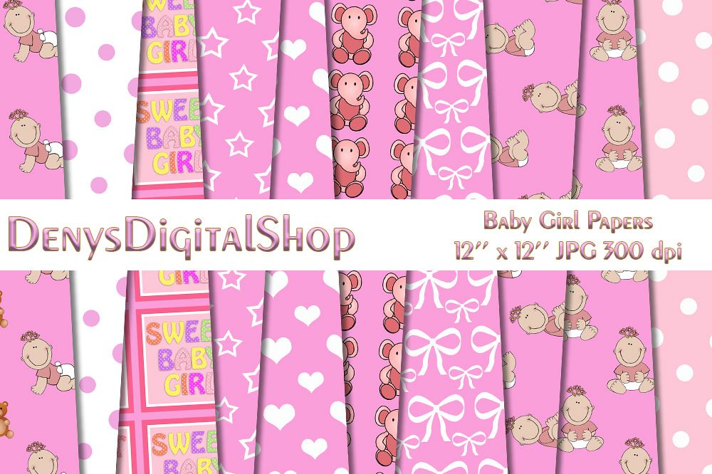 Baby Girl Pattern, Baby Shower, Pink Girl, Pink,BLACK FRIDAY example image 1