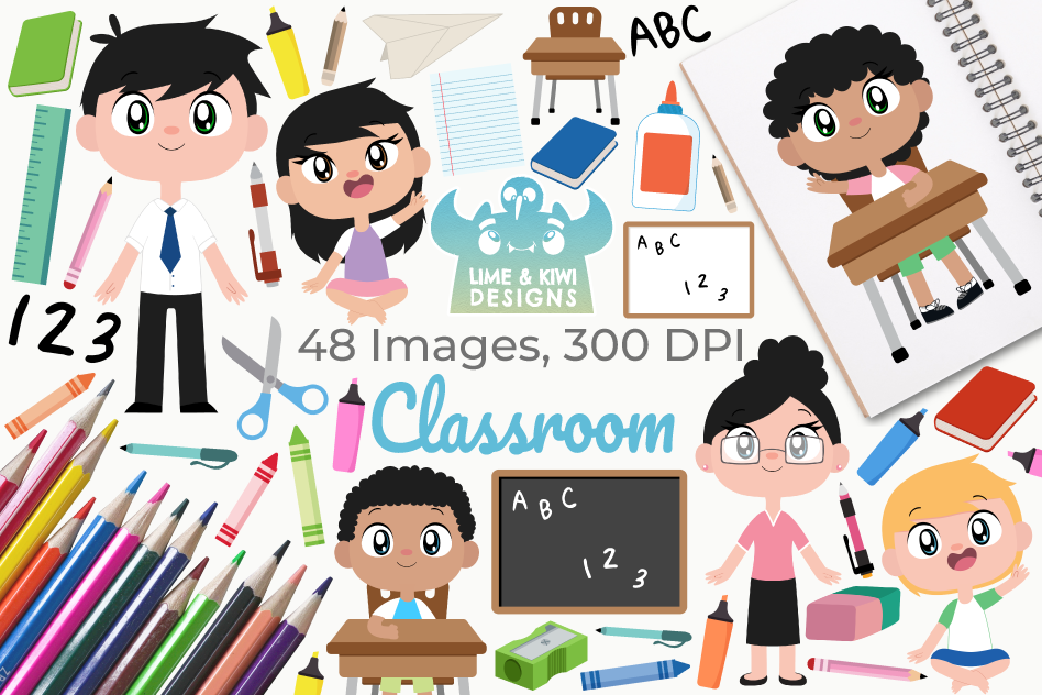 Classroom Clipart, Instant Download Vector Art example image 1