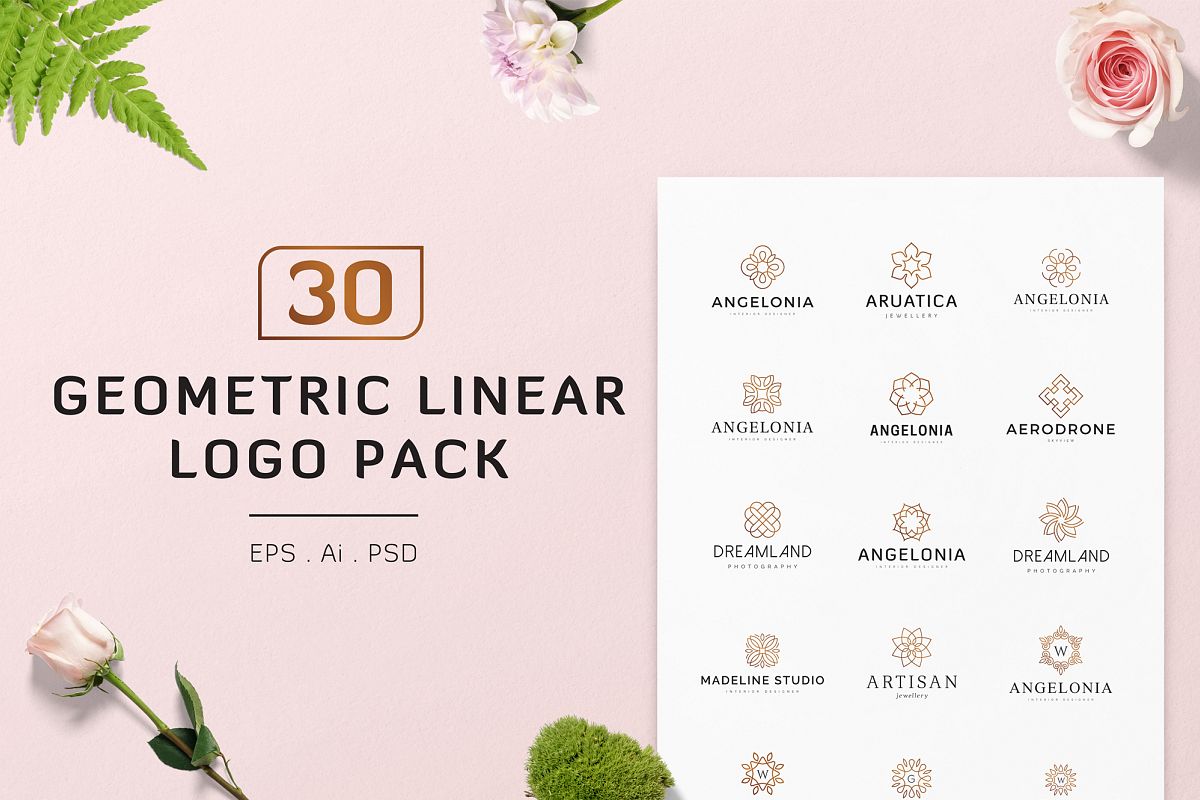 30 Geometric Linear Logo Pack example image 1