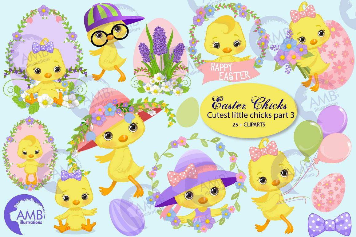 Easter Chicks clipart, part 3 AMB- 2728 example image 1