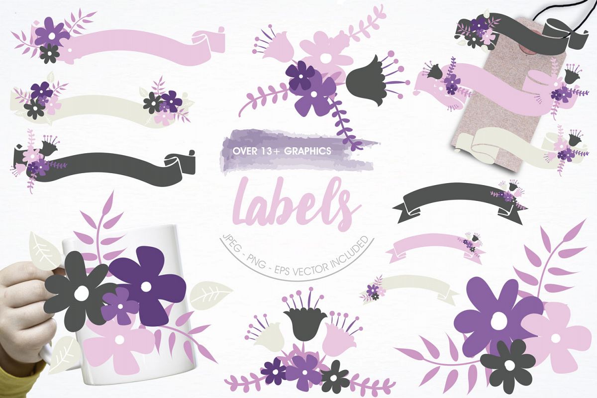 Floral Labels Cute Graphics example image 1