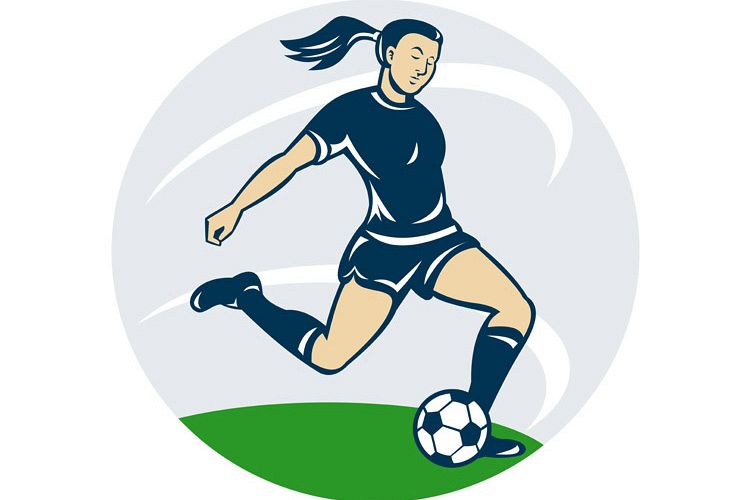 soccer player woman kicking ball example image 1