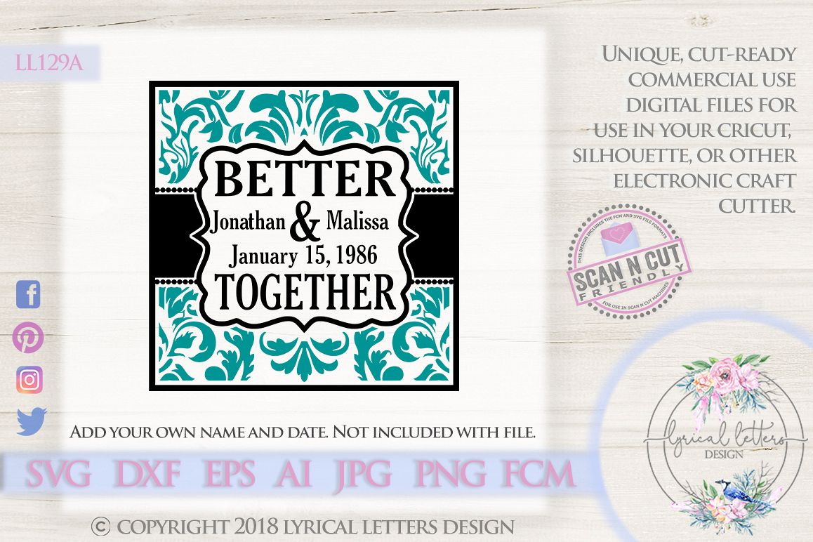 Better Together Block Weddding SVG DXF Cut file LL129A example image 1