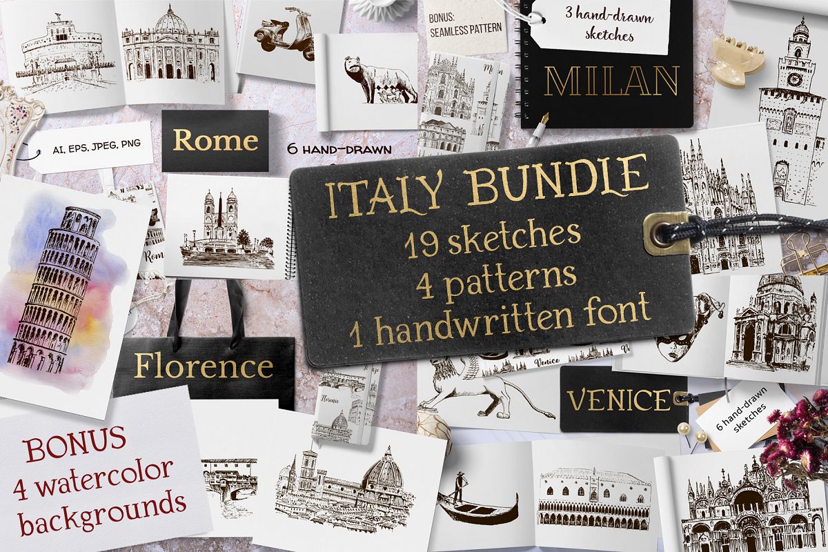 Italian sketches bundle example image 1