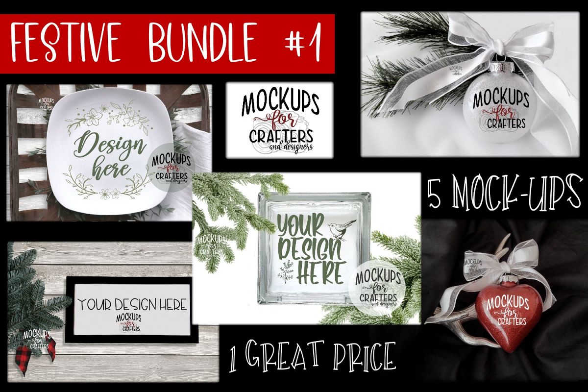 Christmas, FESTIVE Bundle #1 - FIVE MOCK-UPS example image 1