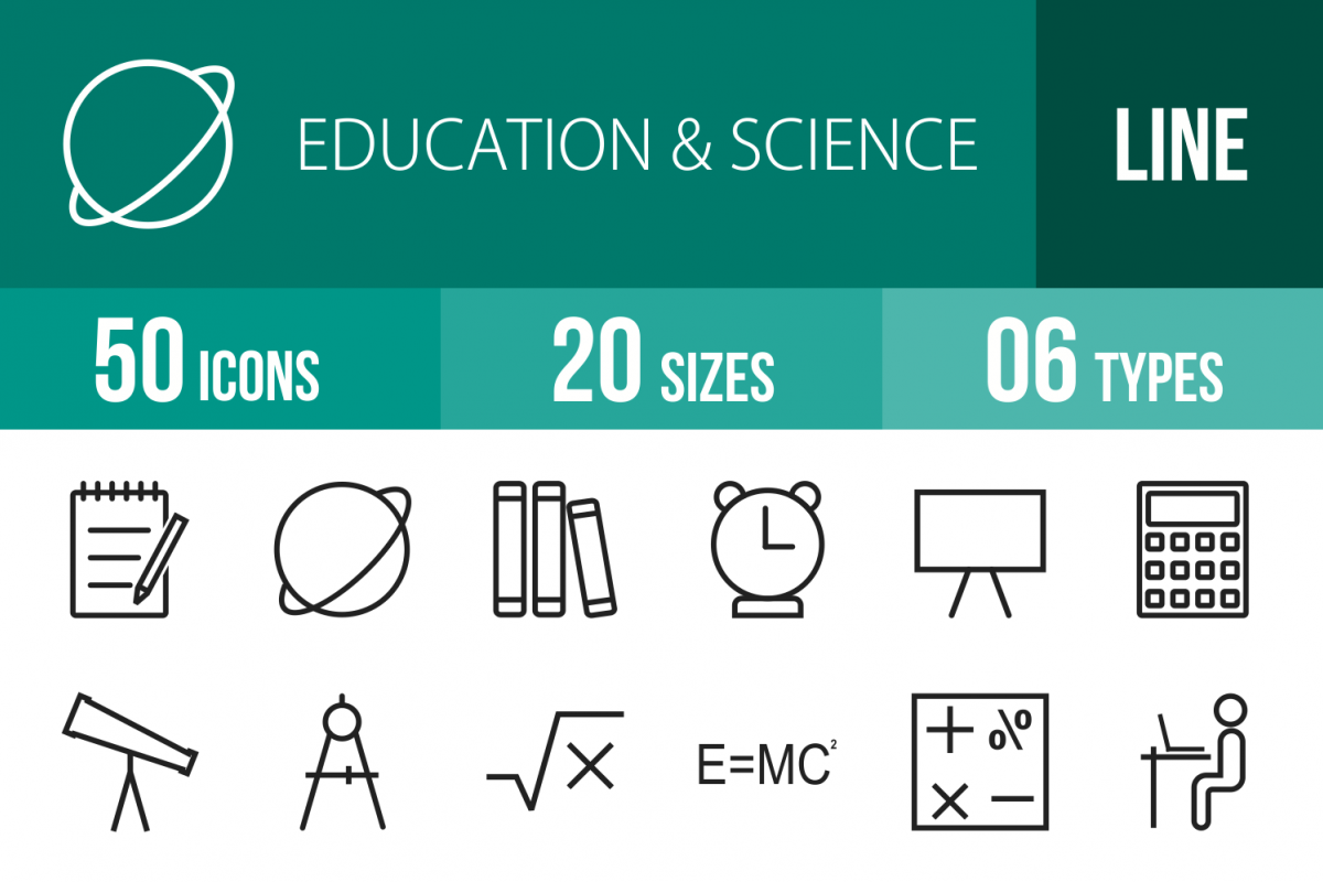 50 Education & Science Line Icons example image 1