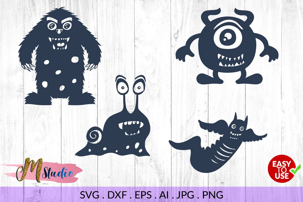 Monsters Svg Set Cute Monsters Cricut Monsters Silhouette Etsy | The