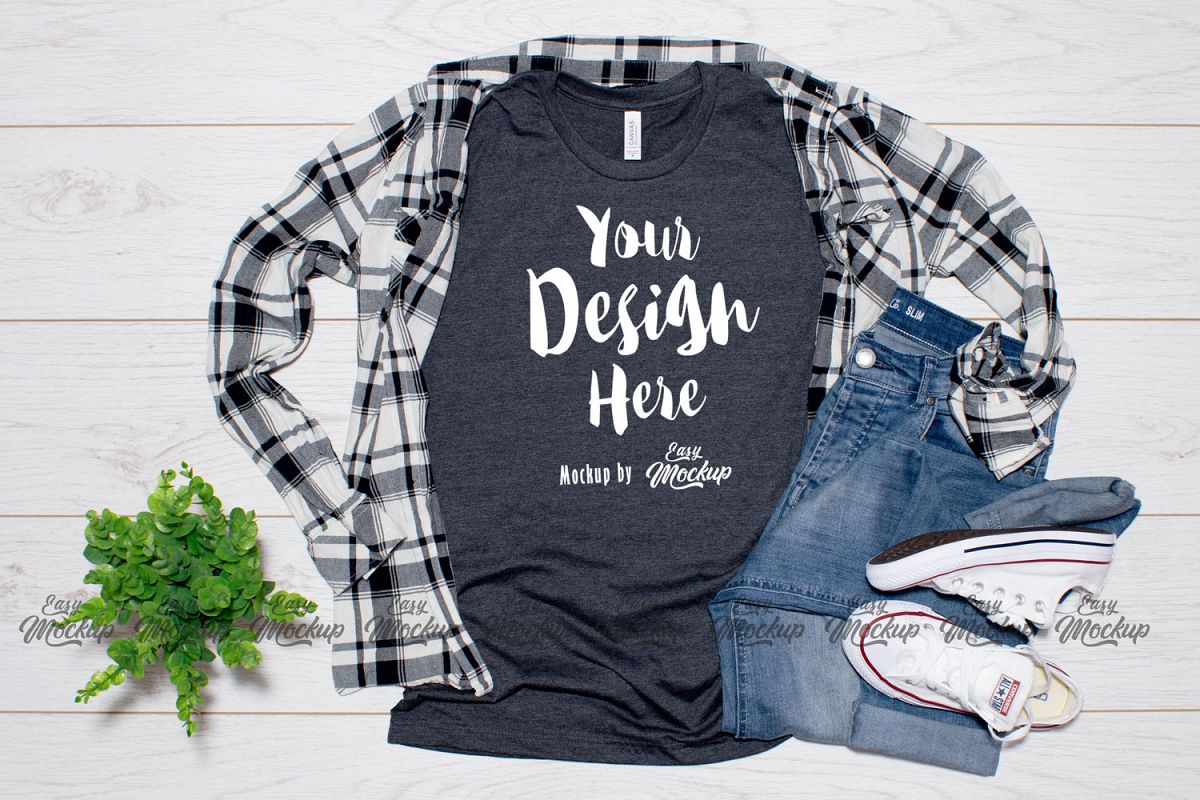 Heather Navy Bella Canvas 3001 T Shirt Mockup example image 1