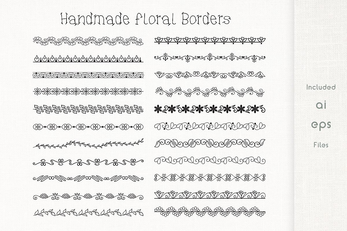 Handmade Floral Borders - Vector example image 1