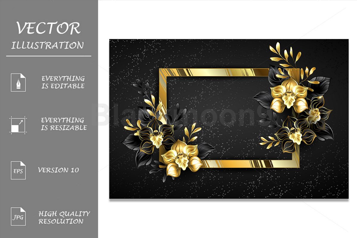 Golden Banner with Black Orchids example image 1