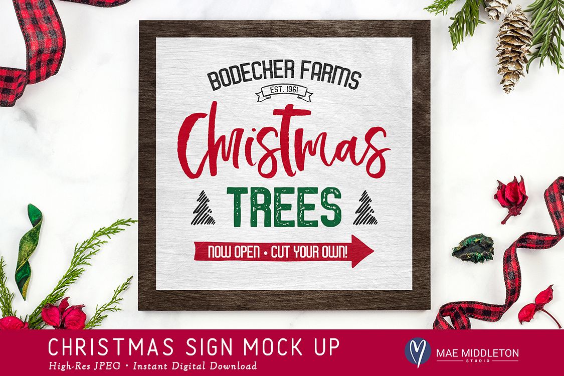 Christmas, Holiday Sign Mock ups, 2 VERSIONS! Styled photos example image 1
