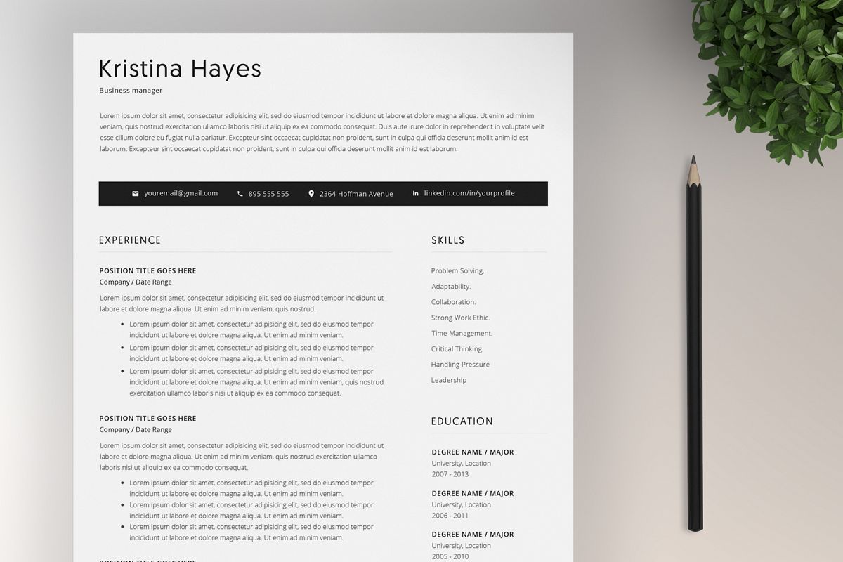 Resume Template and Cover Letter / 4 Pages example image 1